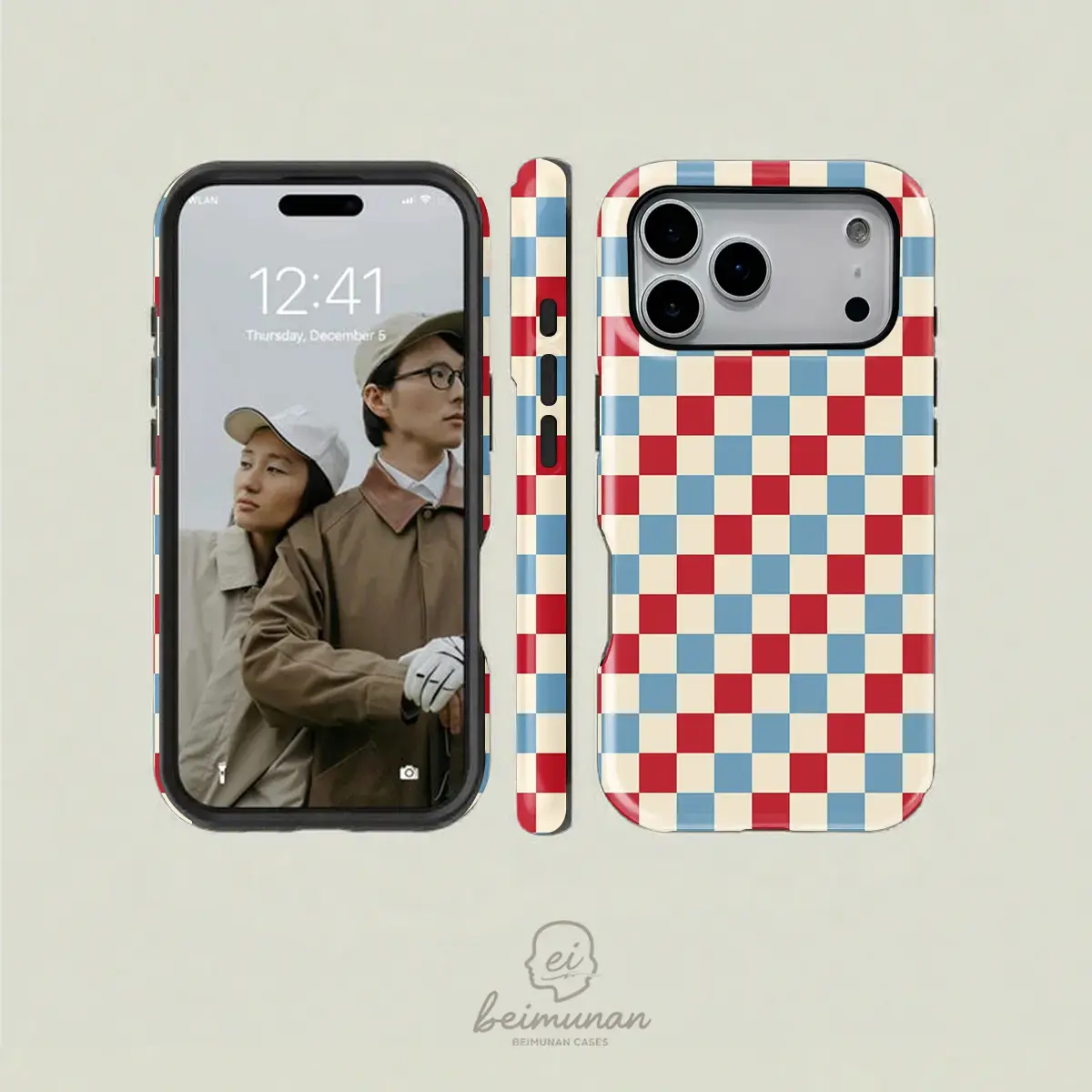 Checkerboard Pattern Tough Phone Case with HD Prints,Heavy Duty Shockproof TPU Cover 2in1 Smartphone, Cellphone Protective Cover for iPhone 17 16 15 14 Pro Max, Samsung Galaxy S25 S24 S23 S22 Ultra Series Holiday Gift Fashion Case