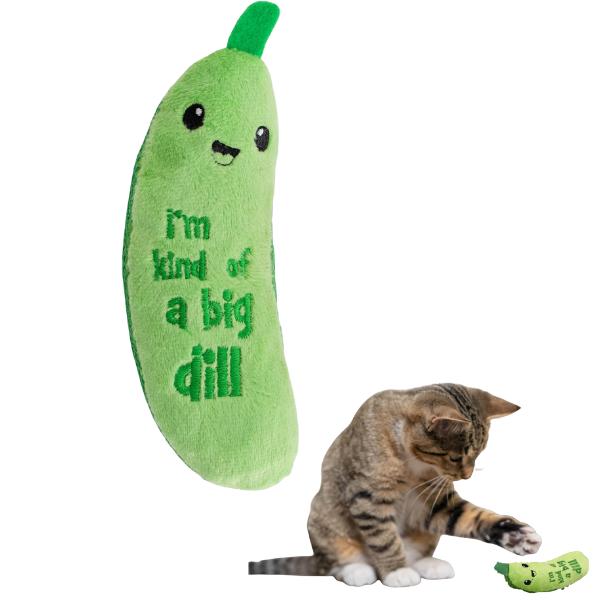 Crunchy Pickle Kicker Cat Toy with Catnip – Plush Crinkle Cat Toy for ...