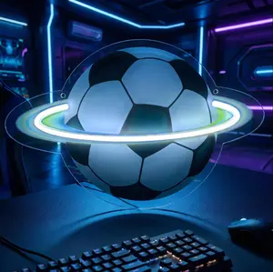 Soccer Planet Neon Sign, World Cup Watch Party Decor, Dimmable LED Soccer Ball Neon Light, USB Powered Football Wall Decor for Soccer Fans, Game Room, Sports Bar, Fan Cave, Bedroom, Football Fan Gift