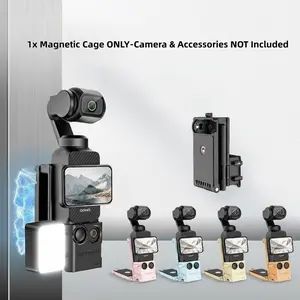 Gym Selfie Magnetic Cage for DJI Pocket 3 / Xtra Muse 6 Magnets Heavy Duty Case with Cold Shoe & 1/4" Thread  Vlog Photography Accessories Adjustable Osmo Mount