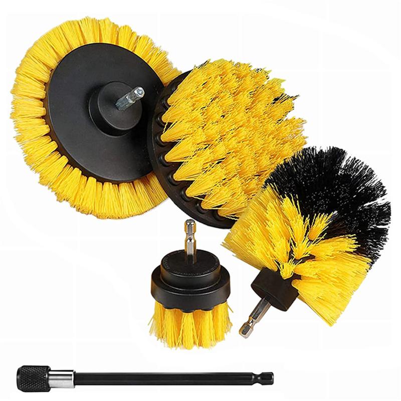3Pcs/5Pcs Electric Scrubber Brush Drill Brush Kit Power Drills Scrubber Brush For Carpet Glass Car Tires Nylon Brushes 2/3.5/4''