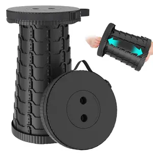 Upgraded Collapsible Stool Portable Telescoping Stool with 400lbs Max Load Adjustable Seat Height for Outdoor Picnic Camping Gardening Fishing Hiking Lightweight & Foldable