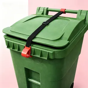 Heavy Duty Lid Lock System for Outdoor Trash Bins, Raccoon Proof Garbage Can Lock Keeps Animals Out, Secure Pest Proof Lock for Metal & Plastic Cans, Easy to Install