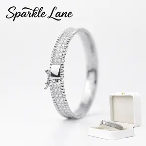 Full Pave Cubic Zirconia Bangle & Ring Set, Sterling Silver Stackable Eternity Tennis Jewelry Collection for Women