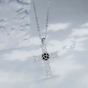 Celtic Cross Necklace Stainless Steel Hollow Clavicle Chain Daily Matching Gift