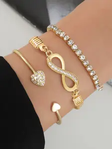 Vintage Rhinestone Infinity 8-Word Bracelet, Simple Fashion Creative Single Layer Multi-Layer Trendy Jewelry, Casual All-Season Accessory, Trendy Stack Bangle