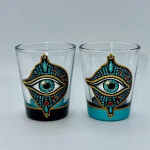 Hand Painted Shot Glass Set Personalized with Any Logo Customization Available  (add details in notes at checkout)