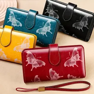 fg Classic Butterfly Pattern Long Wallet, Trend Zipper Coin Purse, Large Capacity Credit Card Holder fr