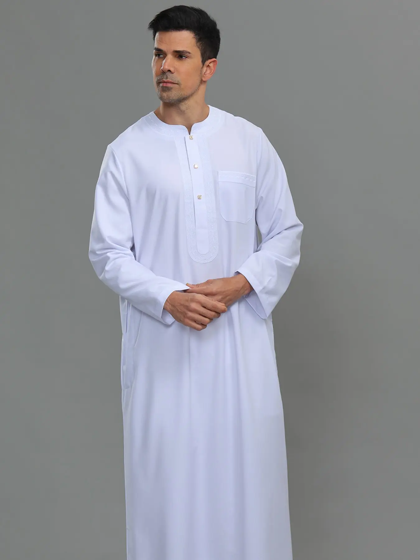 Muslim Middle East Men's Long Robe Outerwear, Modesty Thobe, Traditional Arabic Clothing Thobe, Comfortable and Stylish, Perfect for Daily Wear