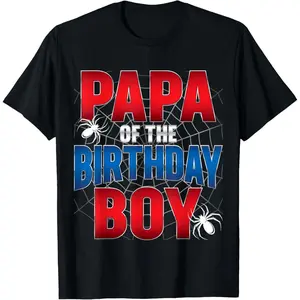 Papa of the Birthday Boy Costume Spider Web Birthday Party T-Shirt