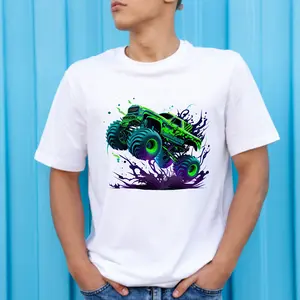 Vibrant Bold Green Monster Truck Graphic DTF Print - Ready-to-Press Specialty DIY Printmaking Accessory for T-Shirts