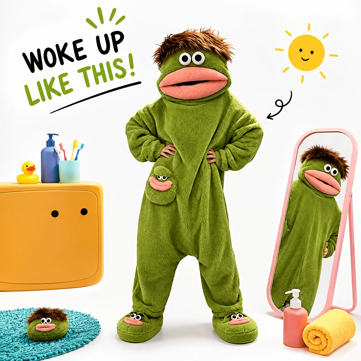 Monster Onesie Pajamas - Oversized, Fluffy, Hooded Dress Robe, Party & Halloween Costume Set for Sleeping & Festive Occasions (Home & Party Supplies)