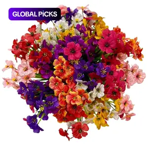 24 Bundles Artificial Flowers for Indoors & Outdoors, Fake Flower Plants for Garden, Porch, Window Box, Home Decor (8 Colors)