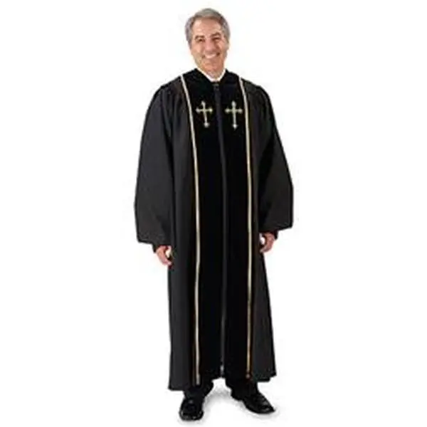CBCS TS785-59 Cambridge Pulpit Robe with Embroidered Gold Crosses, 59 in.