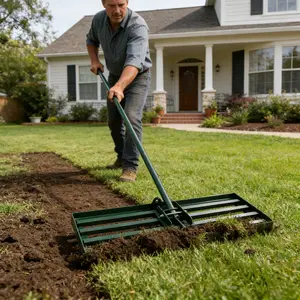 79.5 Inch Long Handle Heavy Duty Lawn Leveling Rake for Garden Backyard Farmland Golf Course Compost and Sand Leveling
