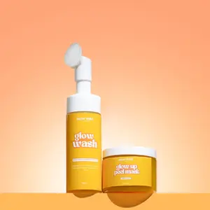 Glow Wash + FREE Glow Up Peel Mask - Turmeric Kojic Acid Wash Turmeric Collagen Overnight Peel Mask - Instantly brighten and tighten skin