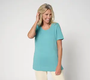 Denim & Co. Active Regular Textured Cotton Scoop Neck Tunic