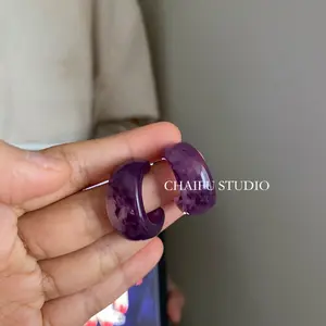 Niche Sweet Grape Earrings for Women Purple Resin Circle Cute Spring Summer Earrings Ear Studs for Women