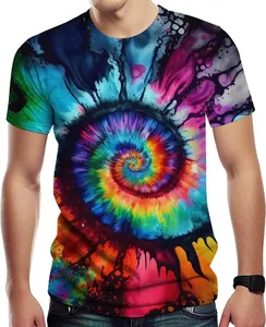 Men's Psychedelic Colorful The Eye of God Rainbow 3D Printing Tie-Dye Short Sleeve T-Shirt - Casual Summer Tee with Vibrant Design