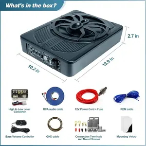 2025 Outdoor Upgraded 10" 1200W Slim Under Seat Powered Car Subwoofer withColorful LED10" Upgrade 800W Slim Under Seat Powered Car Subwoofer, Car/Truck Audio Sub Built In Amplifier Amp Combo Package, With Blue  christmas birthday  gift toy bike audioparty