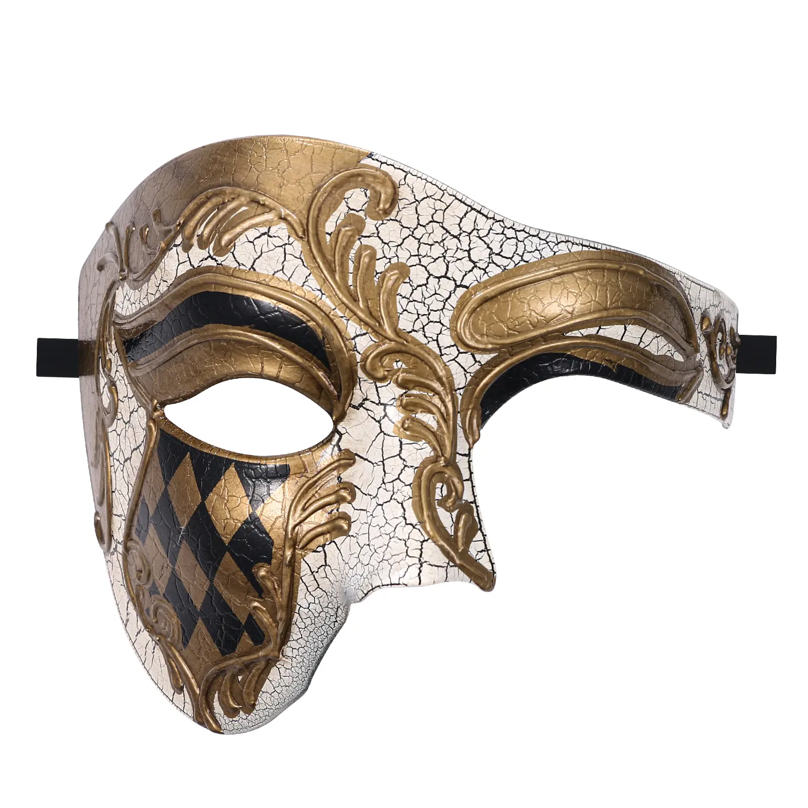 OIDEA Men's Smooth 1-Size Half-Face Plastic Phantom of the Opera Italian Venetian Masquerade Mask, Skin-Friendly Decorative Comfortable Lightweight Festive Party Accessory, Halloween Prop, Festive Occasion Gift, Accessories, One Size