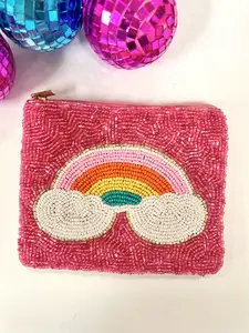 Rainbow Beaded Coin Purse - Colorful and Compact Women's Wallet for Carrying Essentials