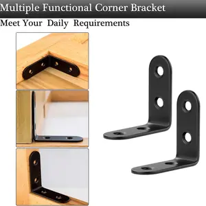 Black L Bracket Corner Braces 40x40mm Small Shelf Bracket for Wood, Shelves, Wall Hanging Support 90 Degree Joint Right Angle Brackets with Screws Furniture Assembly