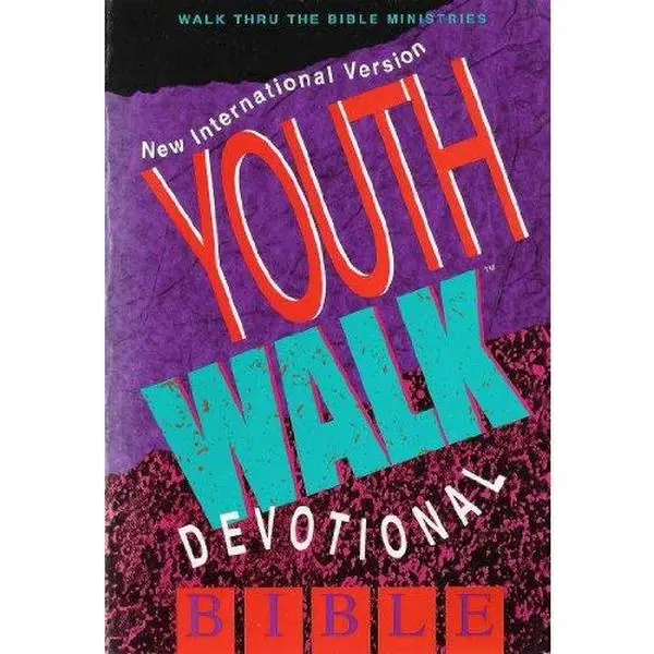 Used Youthwalk Devotional Bible NIV - Walk Thru the Bible, Zondervan, Soft Cover Books - Build Knowledge, Charts and Sidebars, English Language