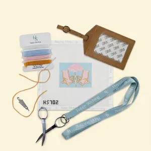 Happy Stitching - Beach Bliss Needlepoint Luggage Tag Kit - Self Finishing Needlepoint Kit - DIY Craft Kit for Women