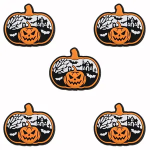 6pcs Silicone Halloween Theme Pumpkin Beads for Halloween DIY Jewelry Making, Perfect for Pens Necklaces Keychains Handmade Gift Set Accessories