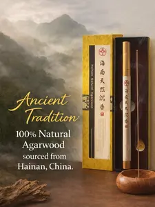 Premium Hainan Natural Agarwood Incense Sticks – Natural Oud Incense for Relaxation, Meditation & Better Sleep | Handmade Aromatherapy Home Fragrance (10g / 30 Sticks)