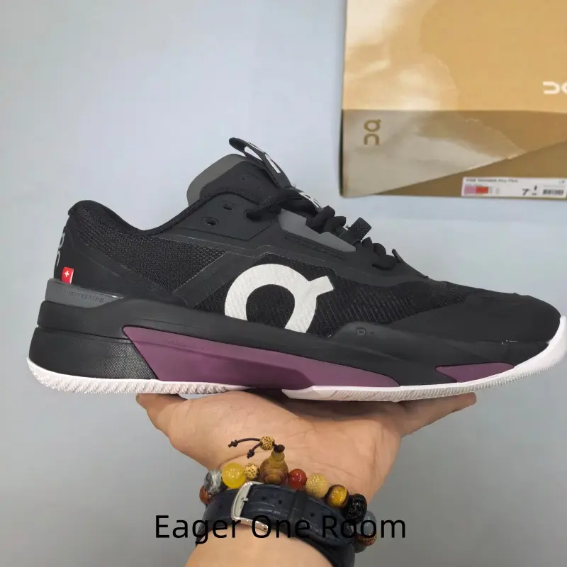 Black purple court training sneakers dual-density cushioned non-slip rubber outsole for men women tennis gym cross training daily casual sports shoes