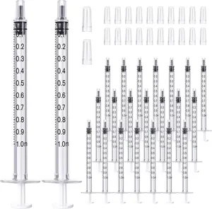 20 Pack 1ml Syringes with Caps, 1cc Syringe Needleless, Small Oral Syringe with Tip Cap Individually Wrapped for Scientific Labs, Liquid Measuring, Pet Feeding, Oil & Glue Dispenser
