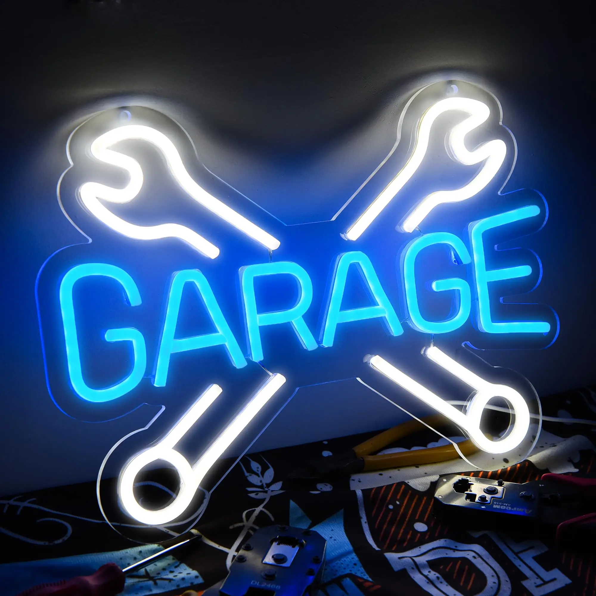 Wrench Design LED Neon Sign, Multipurpose Car Check Neon Light, Novelty Lighting For Car Garage Shop Decor, Wall Decor