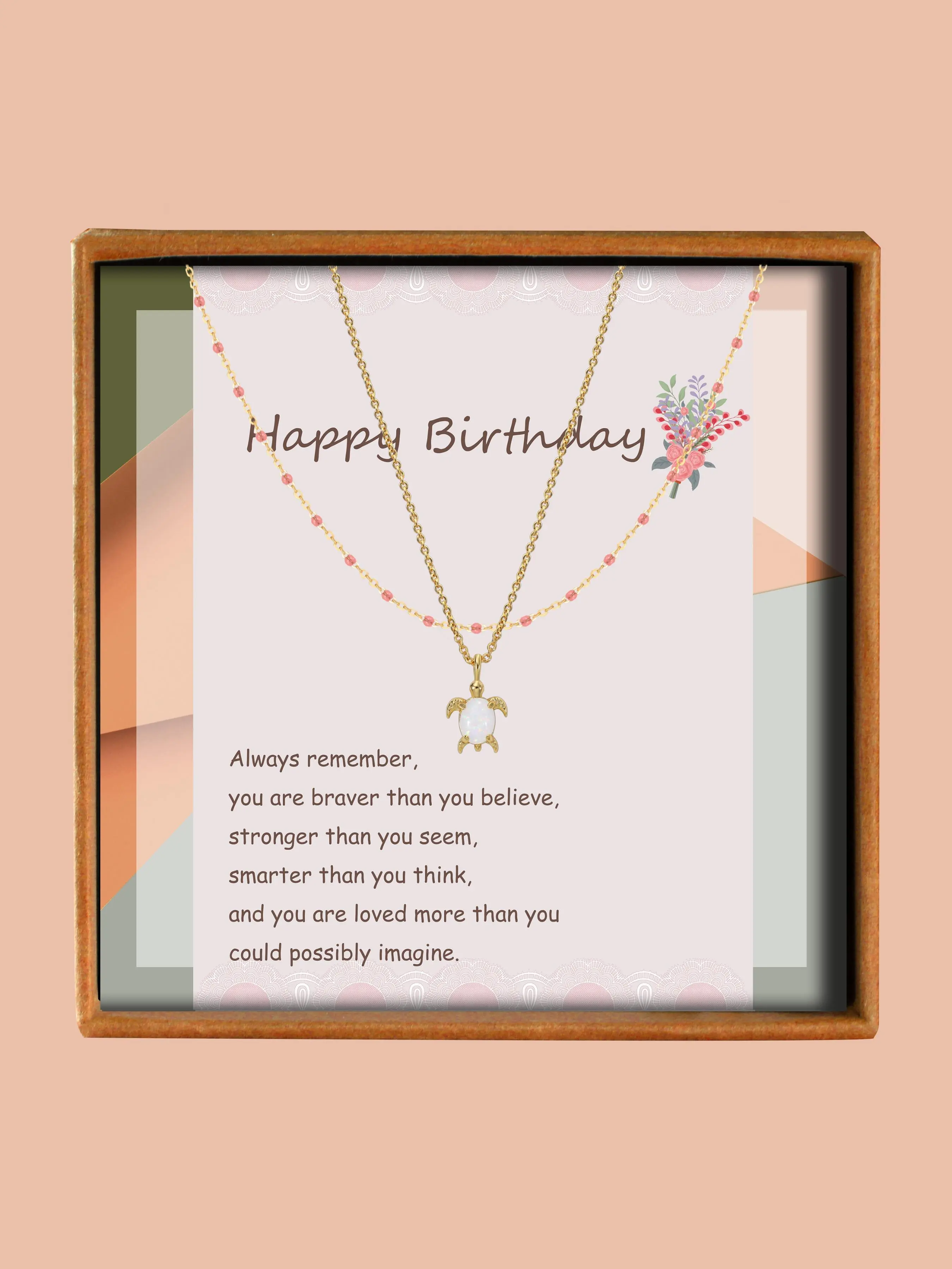 Happy Birthday Necklace with Gift Box, Elegant Turtle Pendant Necklace for Women, Fashion Jewelry for Party, Daily Decor, Trendy All-match & Exquisite Jewelry for Birthday Gift