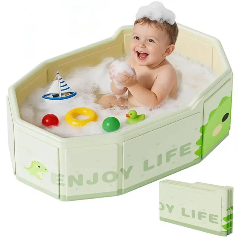 Foldable Baby Bathtub with Drain Plug for Toddlers, No Assembly Required, Space-Saving Folding Storage, Collapsible Bathtub, Suitable for Newborn to Toddler, Portable Outdoor Travel Bath Tub, Baby Birthday Gift, Infant Tub