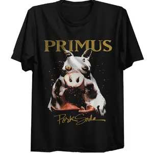 Primus Pork Soda Albums Live Concert Tour Unisex Short Sleeve New Black T-Shirt Cotton Fabric Casual Menswear Top
