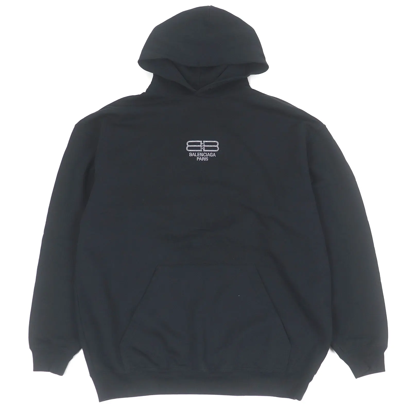 Pre-owned Balenciaga Cotton Small Leather Goods BB logo Rhinestone Hoodie