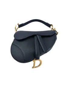 Pre-owned Dior leather Shoulder Bags Christian Black Saddle Bag DR726