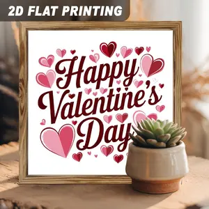 2D Flat,1pc Sweet Hearts Themed Wooden Framed Sign Suitable for Valentine's Day, Wedding, Anniversary - Romantic Irregular Shape Wall Decor with Heart Accents, Artificial Frame for Bedside, Tabletop or Wall Display