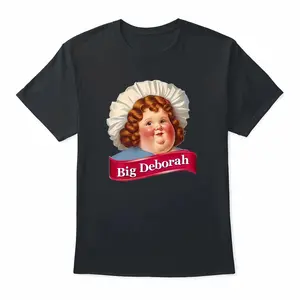 Vintage Big Deborah Short-Sleeve Round Neck Casual Funny Graphic T-Shirt, Men's Tops,Snack Core Aesthetic Graphic T-Shirt Funny Parody Streetwear Top Vintage Chubby Bonnet Girl Art Premium Heavyweight Cotton Black Crewneck Unisex