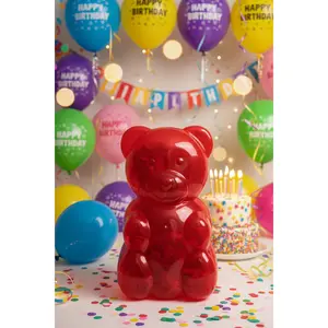 Viral bear with 1/2lb bucket inside and 10 candy bags. Perfect birthday gift.