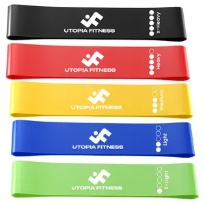 Utopia Fitness Loop Resistance Bands Set of 5 for Exercise, Stretching, Strength Training, Pilates & Yoga - Home Gym Workout Kit for Leg, Glute & Arm Training for Women & Men