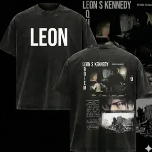 Unisex Limited Leon Kennedy Washed T-Shirt, 2-Sided Shirt Unisex Shirt, RE9 Fan Tee, Resident Evil Requiemm T-Shirt Washed Tank Top NWY