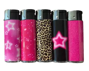 Pink Glam y2k Leopard and Stars Pocket Lighters
