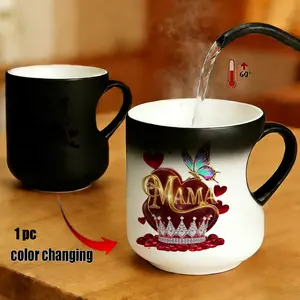 Magic Color-Changing Cup, Mama Crown & Butterfly Design, Thermosensitive Ceramic, 330ML, Mother's Day Gift, Birthday Present