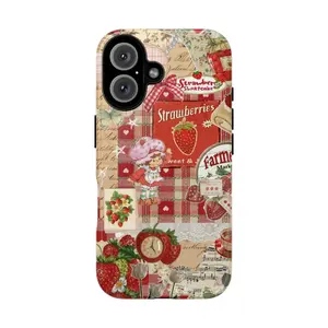 Strawberry Shortcake Phone Case, Collage Tough Phone Case, Sweet, Retro, Vintage Phone Cover, Fruit, Gift for her