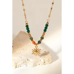 Sun Pendant Stone Necklace