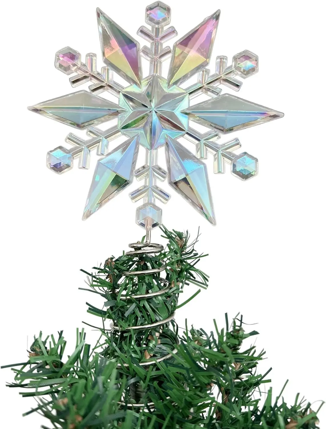 Miniature Iridescent Snowflake Mini Tree Topper Christmas Decorations 5.5"W x 9"L
