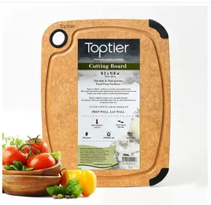 Toptier Wood Fiber Cutting Board for Kitchen - Non-Slip, Reversible, Eco-Friendly, Small 11.5 x 9.25-inch Chopping Board, Natural Slate